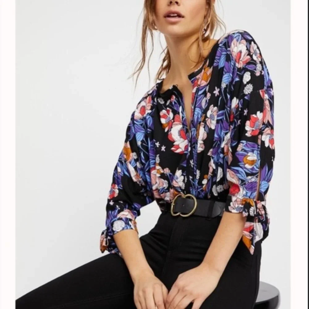 Free People 'Keepin' On' Floral Top xs - Picture 1 of 12